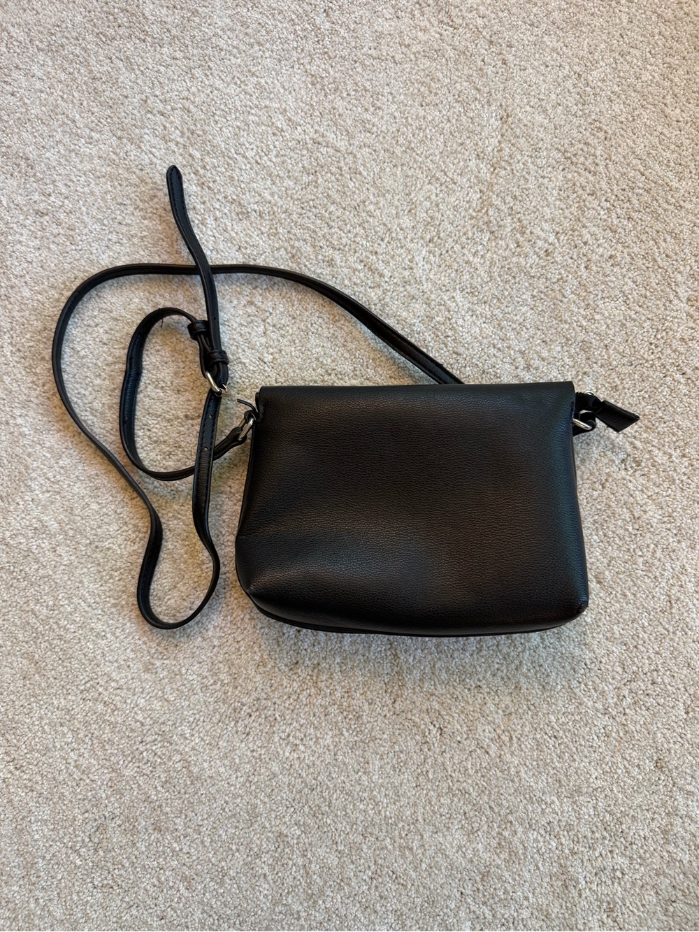 Faux Leather Black Crossbody Bag